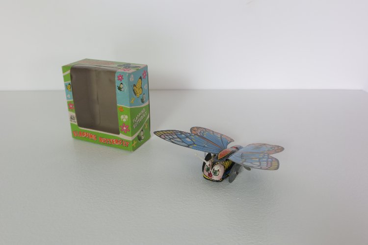Tin Japanese wind-up toy flapping butterfly - Toy Hero